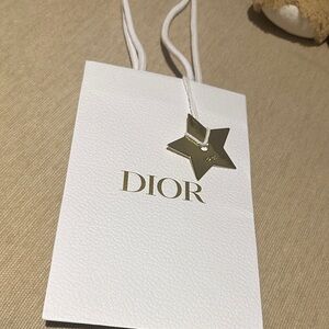 Dior White Gift Bag with Gold Star Tag and Rope Handles